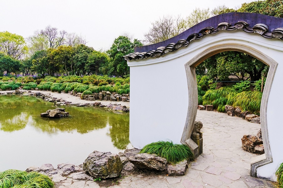 A traditional Chinese garden.