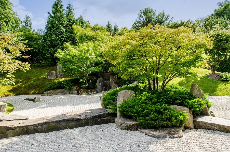 A traditional style Japanese zen garden. 