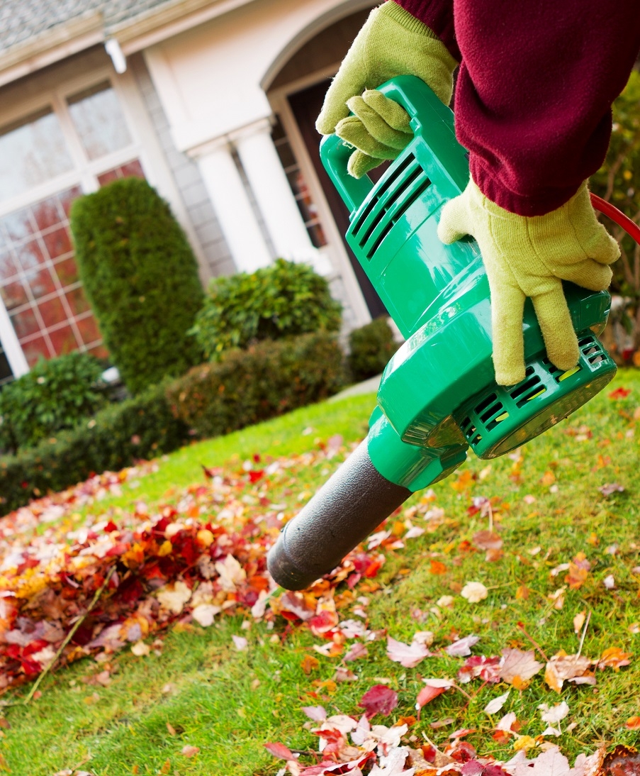 A person using a leafblower