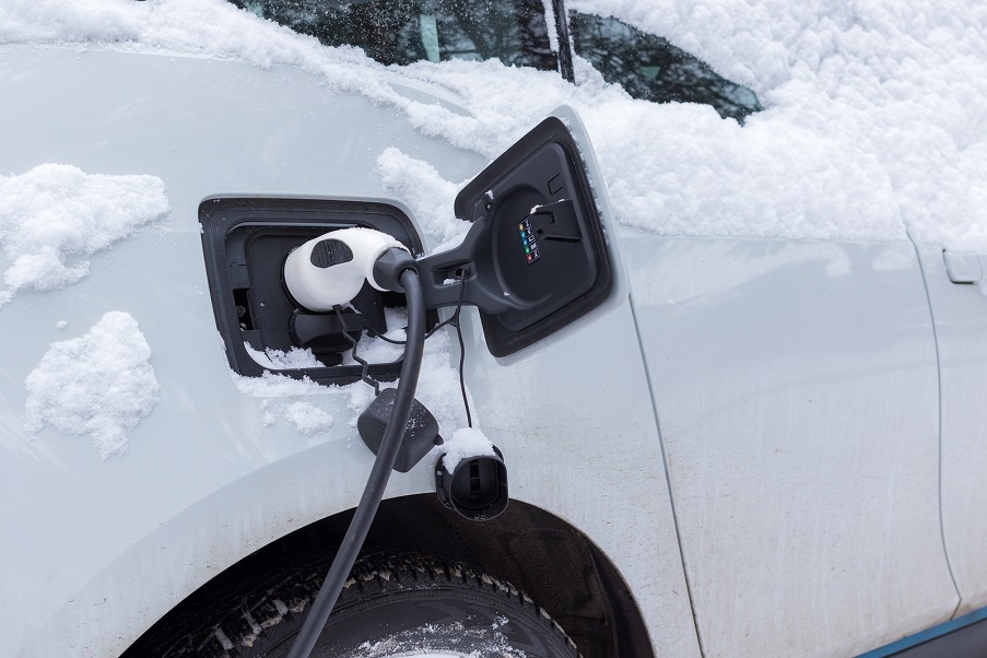 EV charging in winter time.