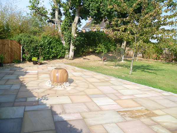 Paved patio in a garden