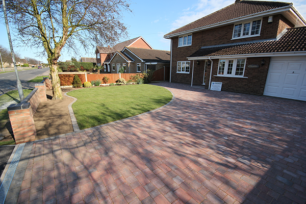 Landscaped front driveway