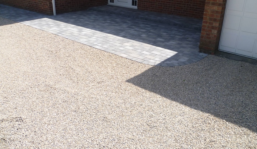 Chip driveway with paving shingle