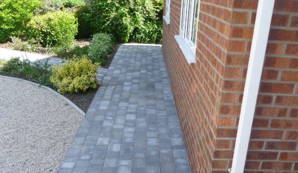 Chip driveway with paving path