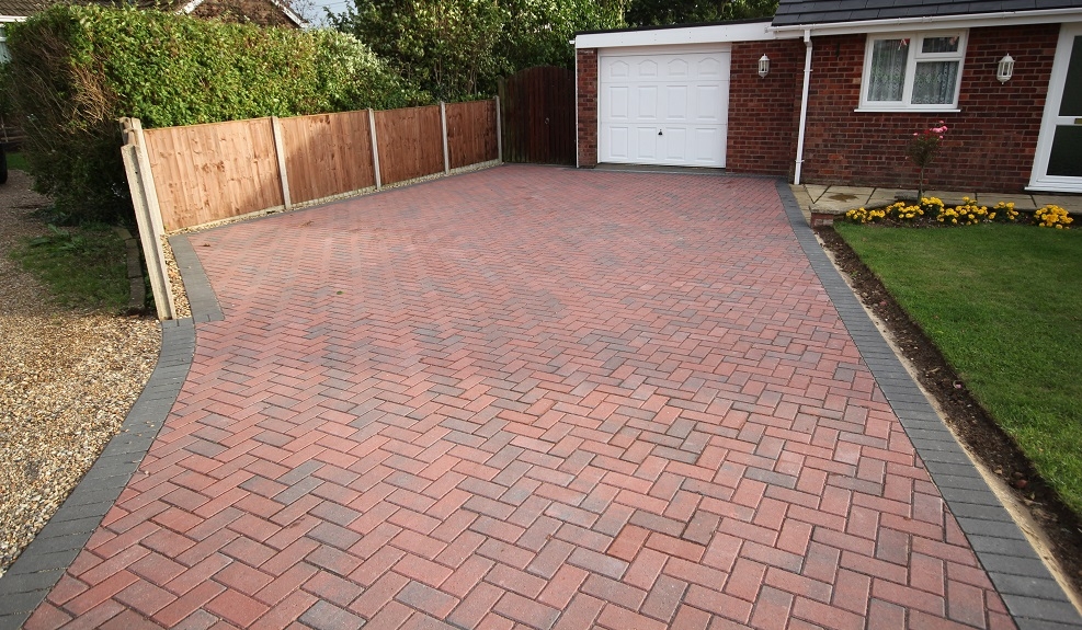 Herringbone Brick Driveway in Chedgrave